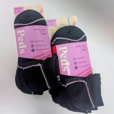 PEDS All Day Active Half Cushion No Show Socks Size Medium 5-10 Black 12 Pairs