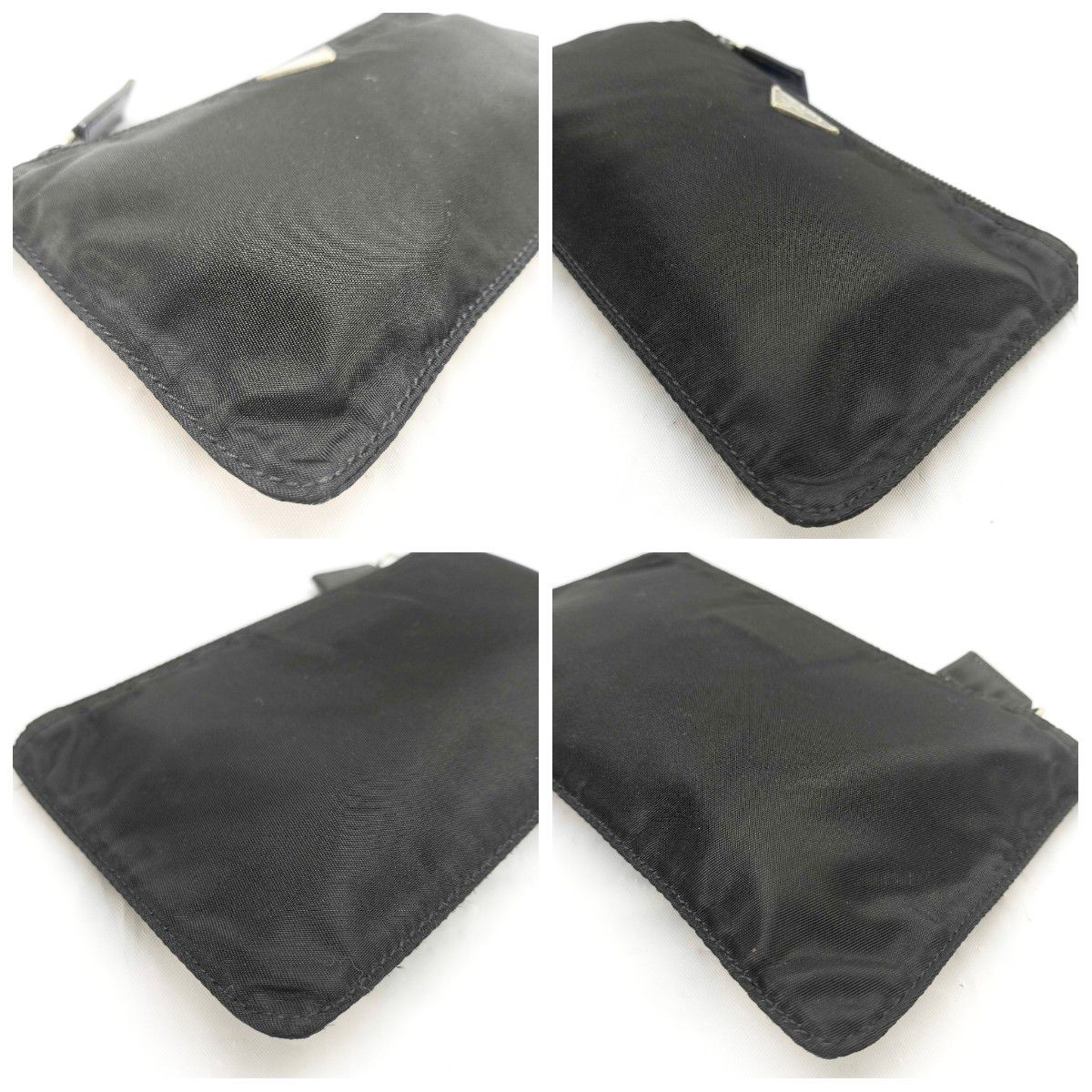 PRADA Mini Pouch Triangular Logo Clutch Black Cos… - image 8