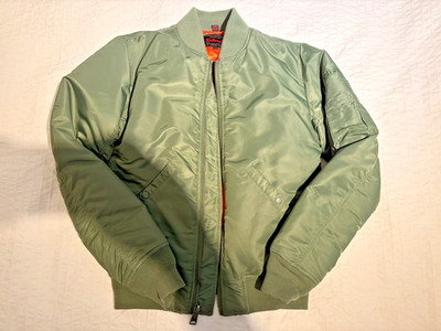 Schott NY - MA-1 Men's Nylon Bomber Jacket, Sage Green (XS)