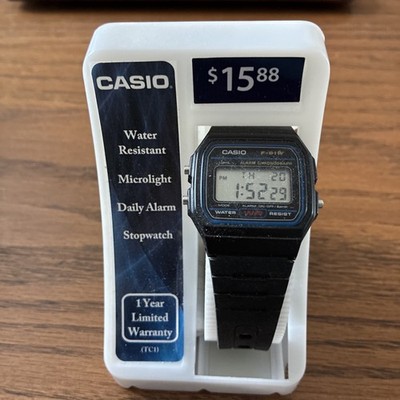Casio F91W - Men's LED Quartz Watch - Black Resin Strap - F91W-1XTC