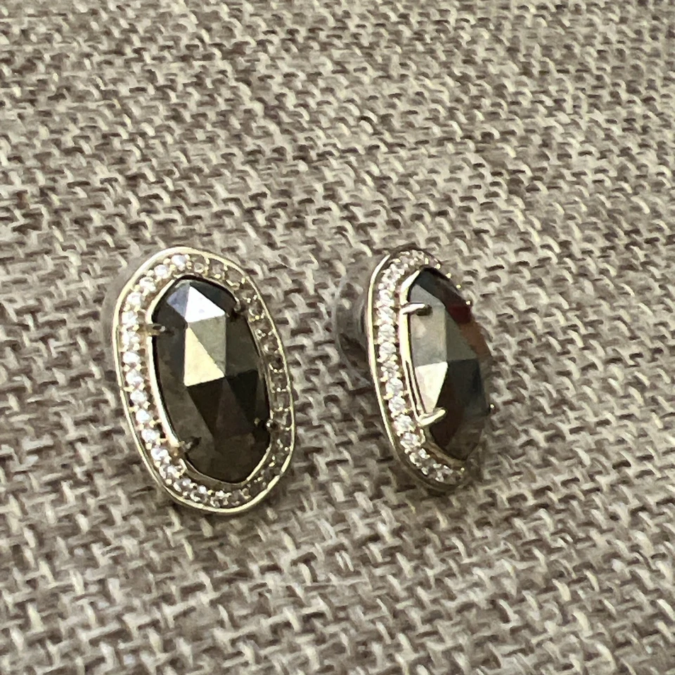 Pendientes Kendra Scott Elaine Halo Cristales Pirita Tono Dorado Foto 3 de 4