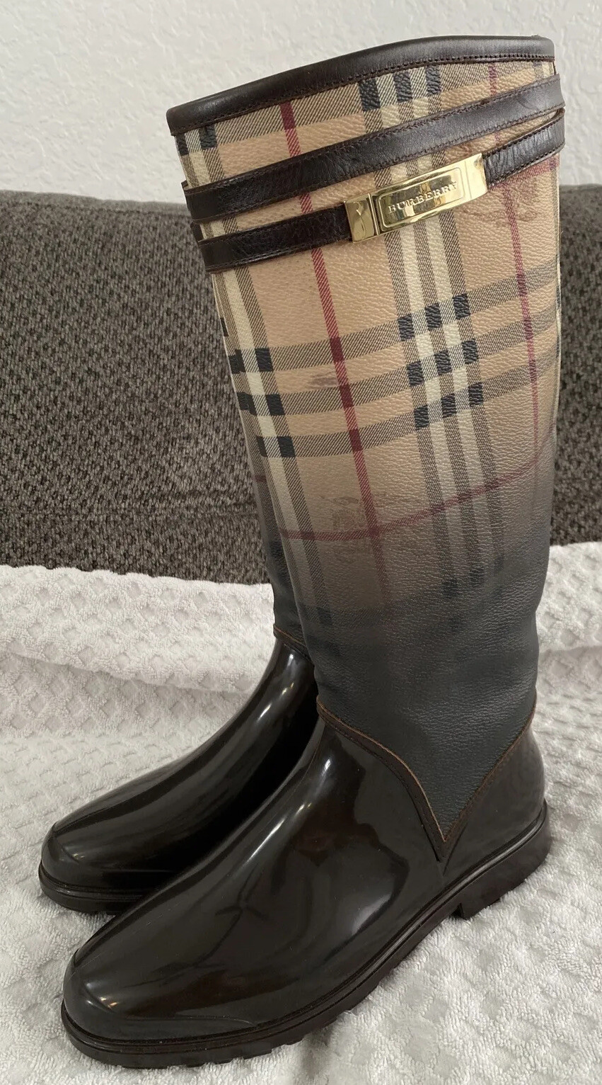 Burberry Haymarket Degrade Rain Boots 