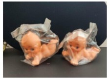 Two Vintage Kewpie baby dolls NIP Taiwan Pink Hard Plastic