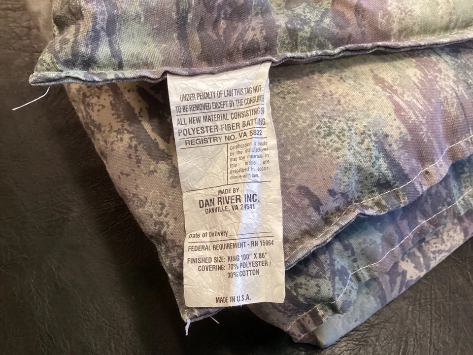 Antigo Edredom Dan River Forrest verde rvsble várias listras King 86x108 feito nos EUA - Imagem 2 de 4