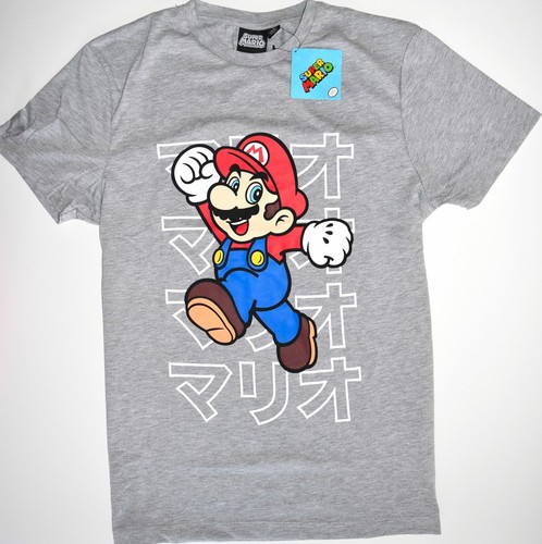 Super Mario Camiseta Primark Para Hombre Retro Gamer GRIS UK Tamaños M a  XXL | eBay