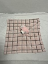Pink Checkered Plaid Bear Plush Newborn Baby Lovey Blanket