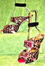 Poetic Licence Platform Sandal Heels 39 8 Moonlight Dancer Leather Cheetah Print