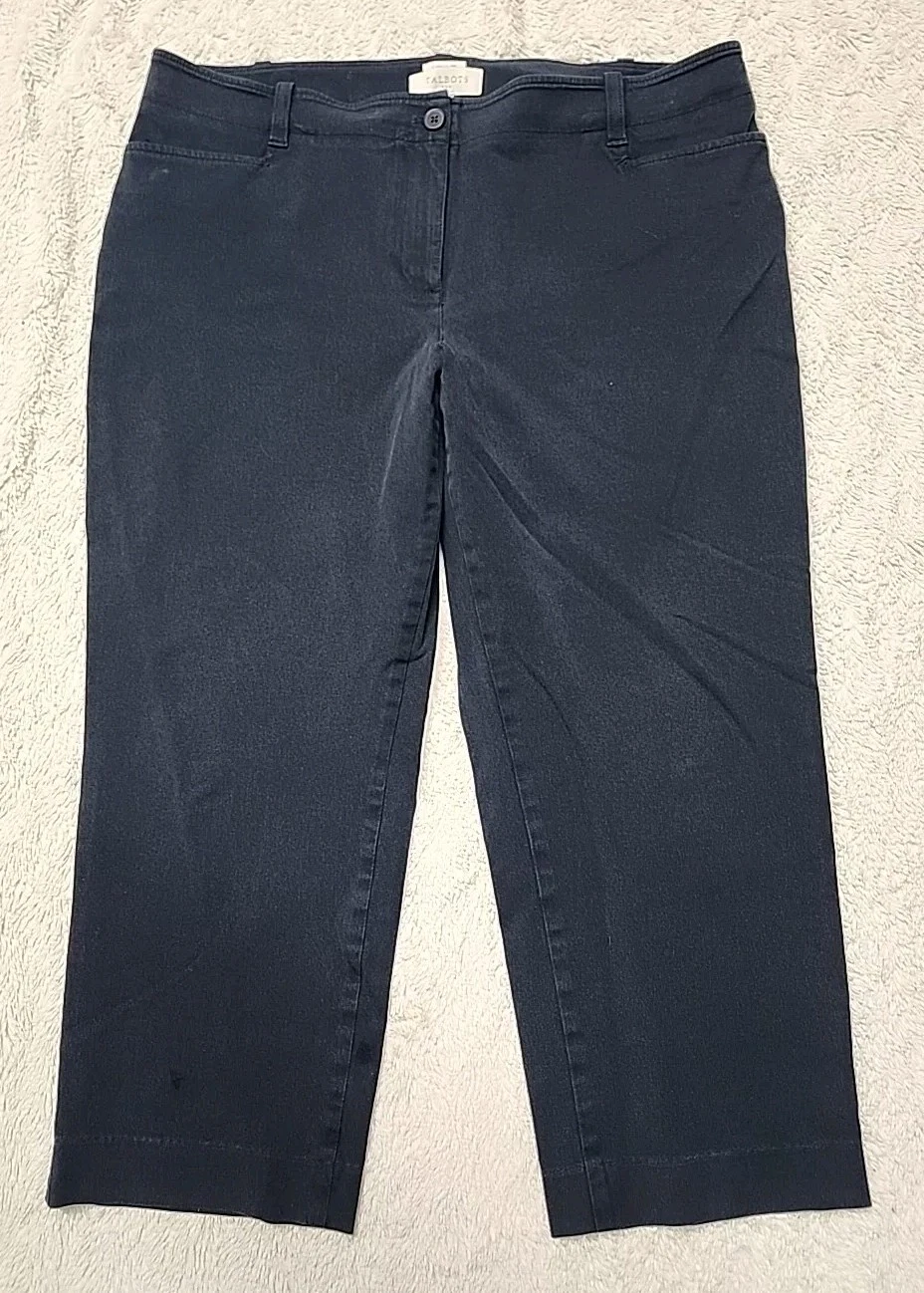 ☆ Talbots Signature Women’s Mid-Rise Capri Pants Size 16 Blue Stretch Pockets