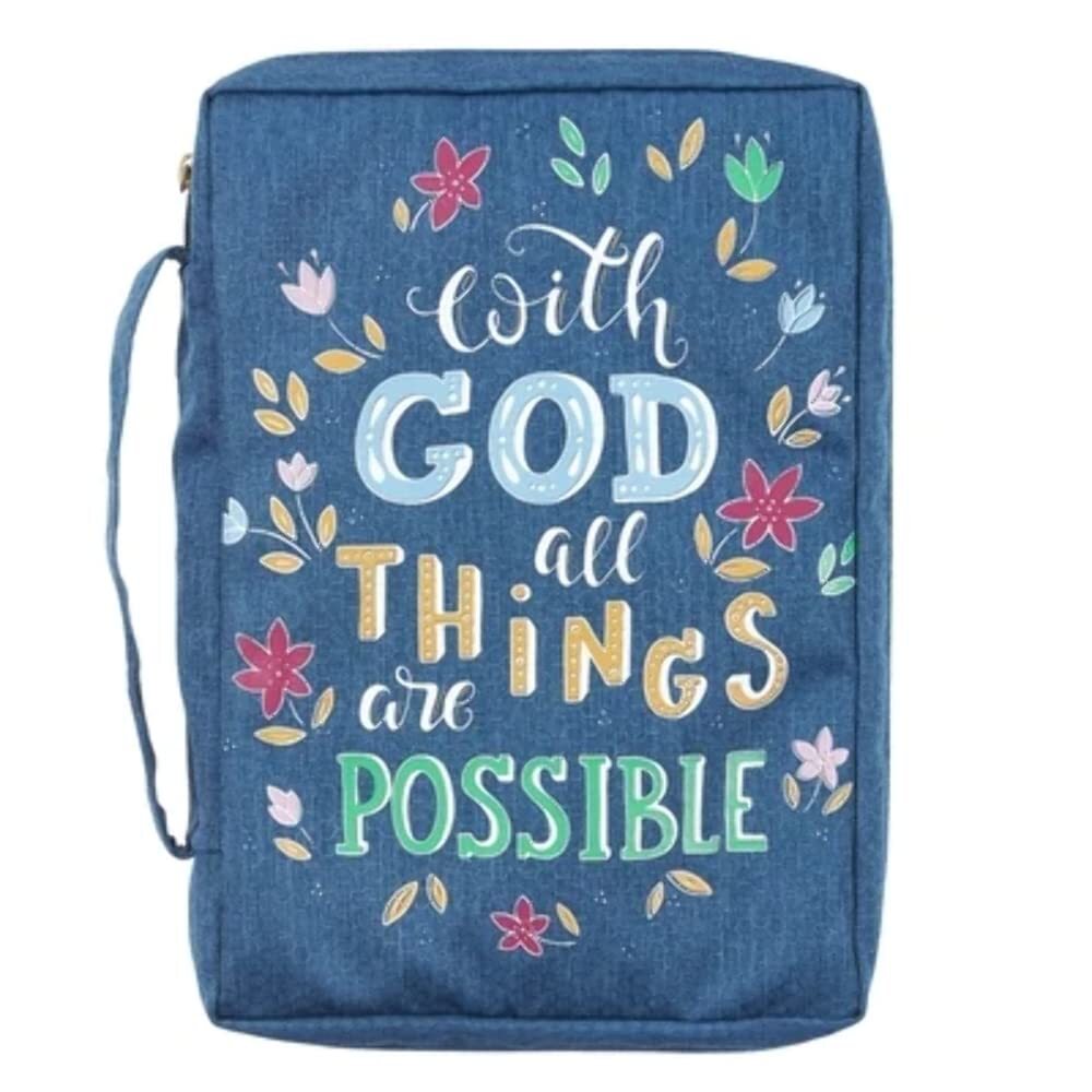 Men/Women's Bible Cover with God All Things are Possible Matthew 19:26, Blue ...