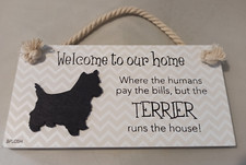 Enseigne à suspendre chien en bois - Bienvenue chez nous - Westie West Highland terrier