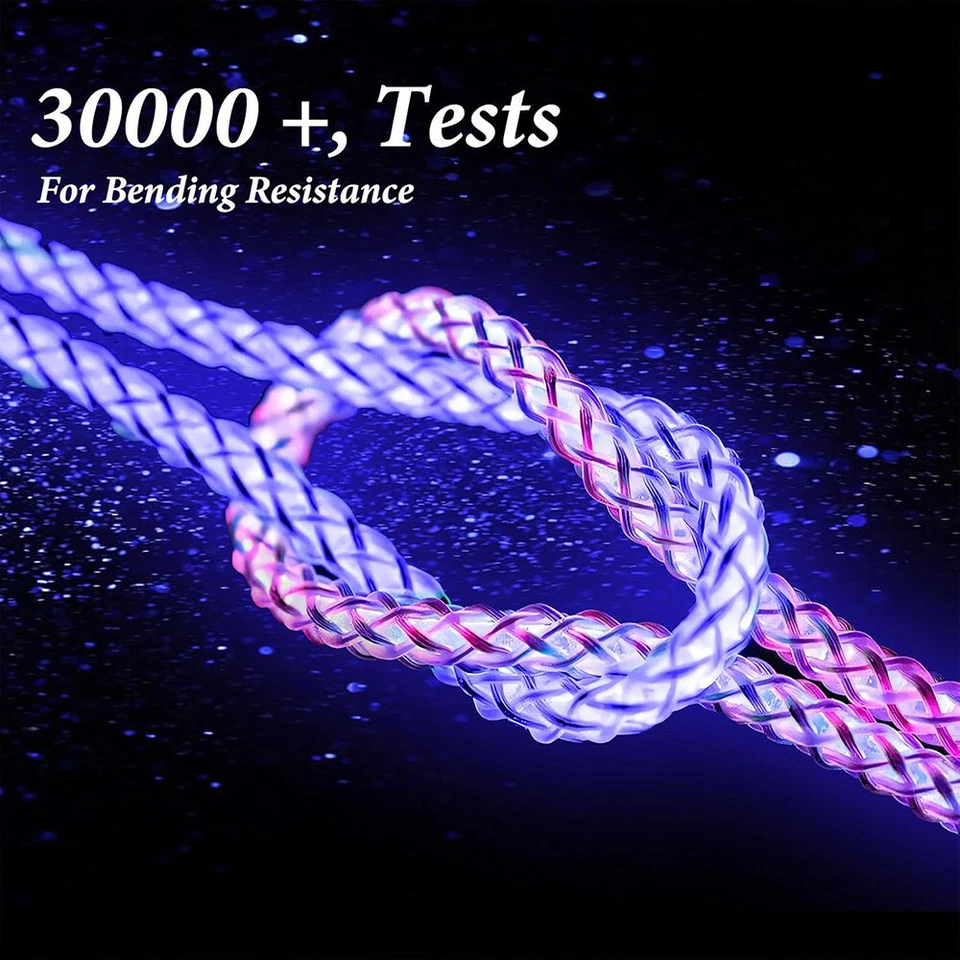 USB To USB C Cable RGB LED Light Fast Charging Cord Type C Charger for iPhone 16 - Image 4 of 4