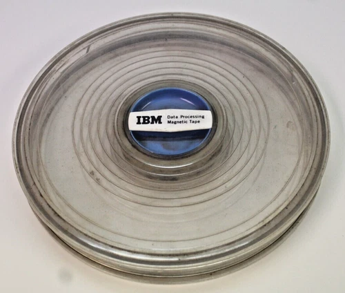 Used Vintage  IBM plastic Data Processing Magnetic tape Reel 2 piece  Case