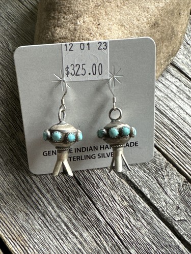 Navajo 925 Sterling Silver Turquoise Blossom Earrings MS Southwestern - Picture 7 of 12