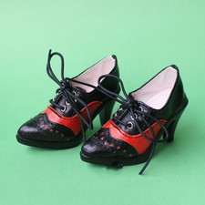 1/3SDGR BJD Shoes Pointed-toe Lace-up Spliced High Heels Red Black/White Black