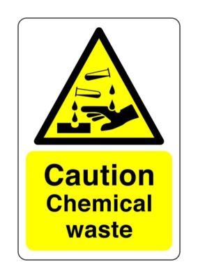 Achtung Chemikalienmüll Schild - für Innen/Außen PVC, Aufkleber oder Diabond