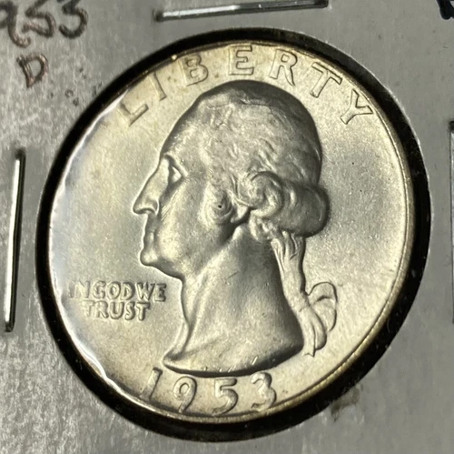1953-D Washington Quarter Gem BU Toned Reverse - 90% Silver