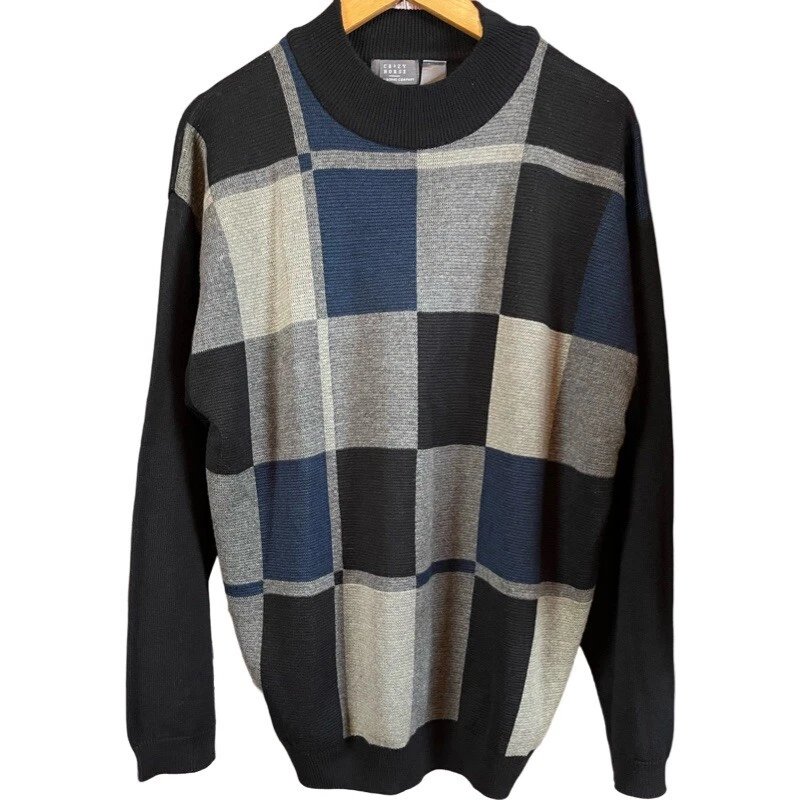 LIZ CLAIBORNE CRAZY HORSE 男式多色 GEO 设计针织衫 XL 码 — 第 3/4 张图片