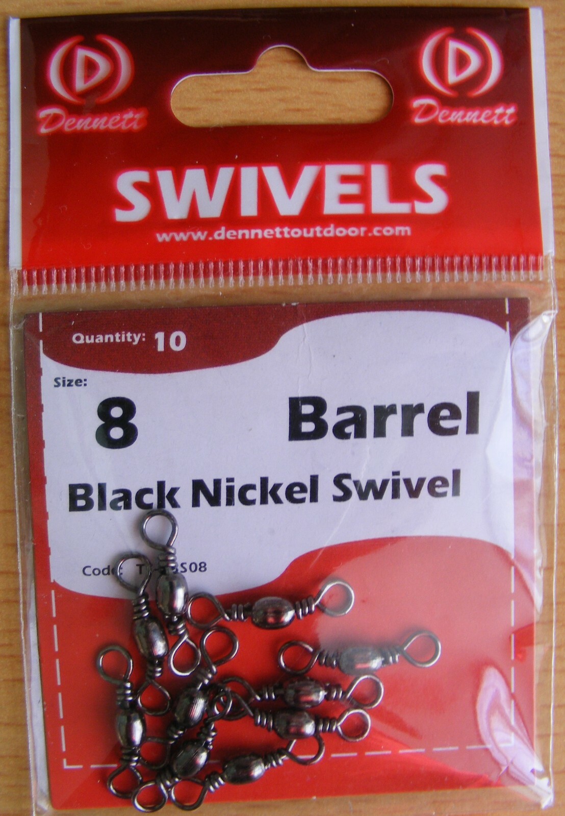Dennett Size 8 Barrel Black Nickel Swivels X 10