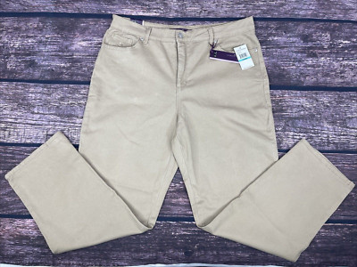 Gloria Vanderbilt Tan Twill Amanda Tapered Slimming Jeans Womens Sz 16 Short NWT