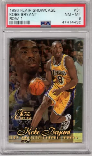 KOBE BRYANT 1996-97 FLAIR SHOWCASE ROW 1 ROOKIE RC #31 PSA 8 NM-MT **LAKERS**