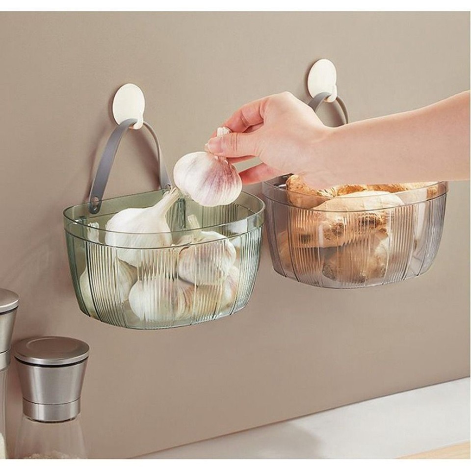 Acrylic Ginger Storage Box Self Adhesive Wall Hanging Basket Kitchen eBay