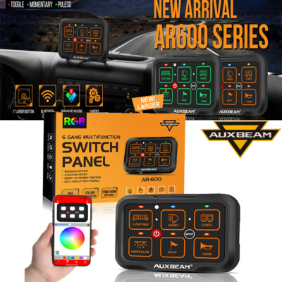 AUXBEAM RGB 6 Gang Larger Switch Panel LED Light Bar bluetooth For Toyota Tundra