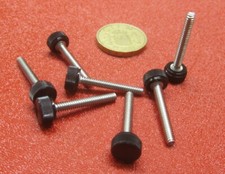 Plastic Black Stainless Thumb Screw, 3/8" Head Dia. x 6-32 x 1.0" Length, 25 Pc