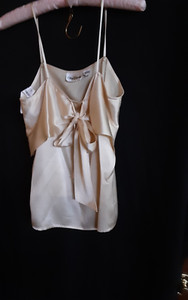 Vtg OLEG CASSINI Champagne Silky Spaghetti Strap Blouse Tank Top Sz14
