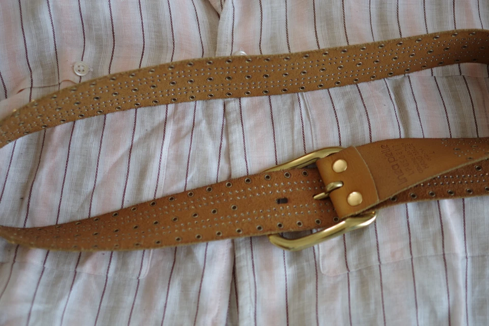 LINEA PELLE Hand Made Gold Brown Rare Beauty Women's studded leather belt Size:L - Image 4 of 4