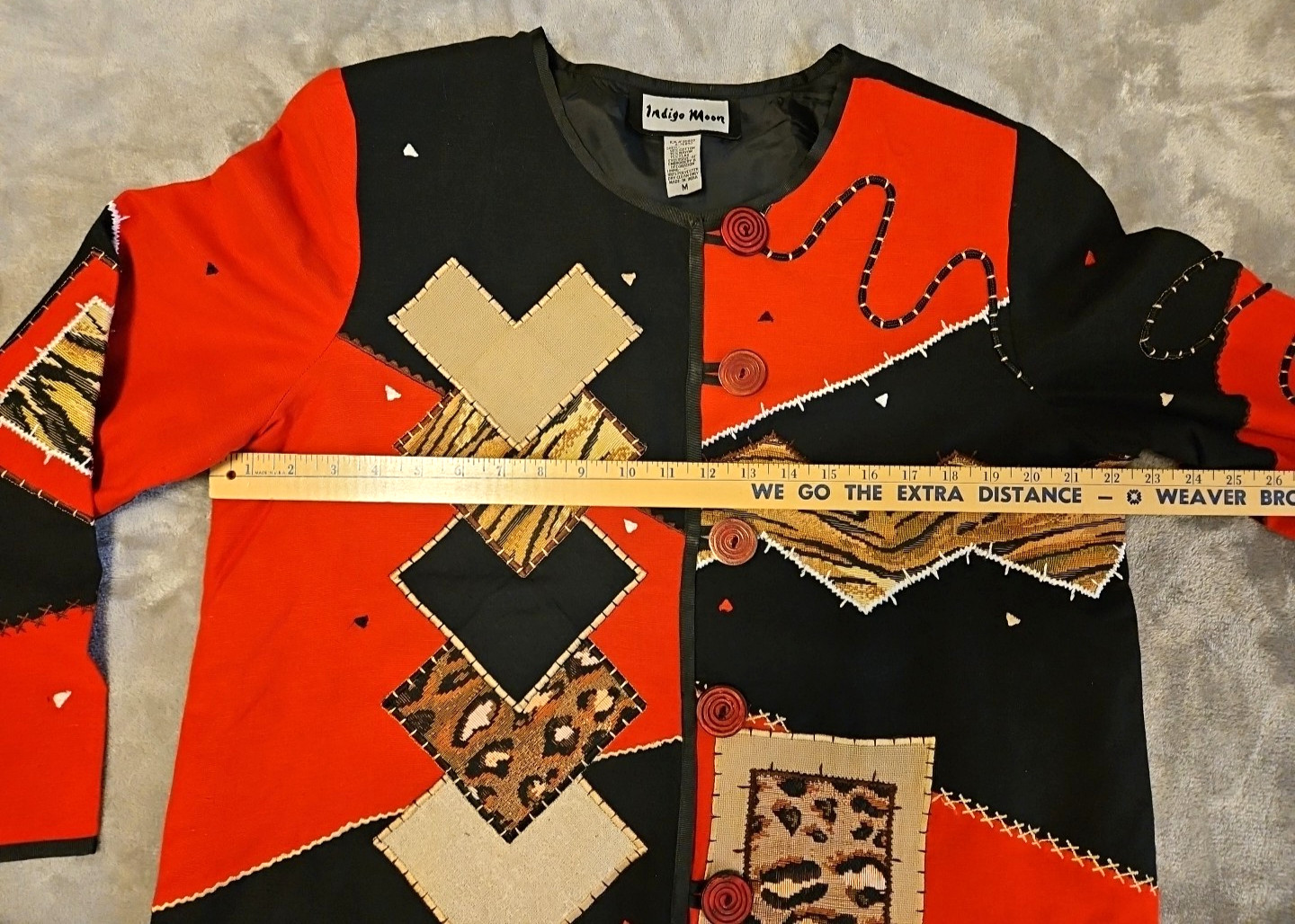 Indigo Moon Jacket M Patchwork Tapestry Animal Pr… - image 3