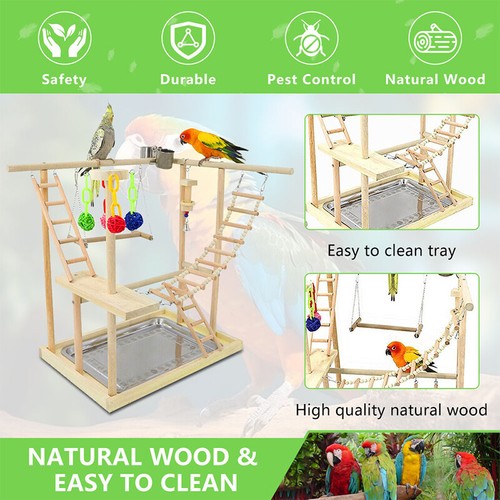 Wood Bird Play Stand Parrot Playstand Cockatiel Playground Perch Gym AU - Picture 15 of 15