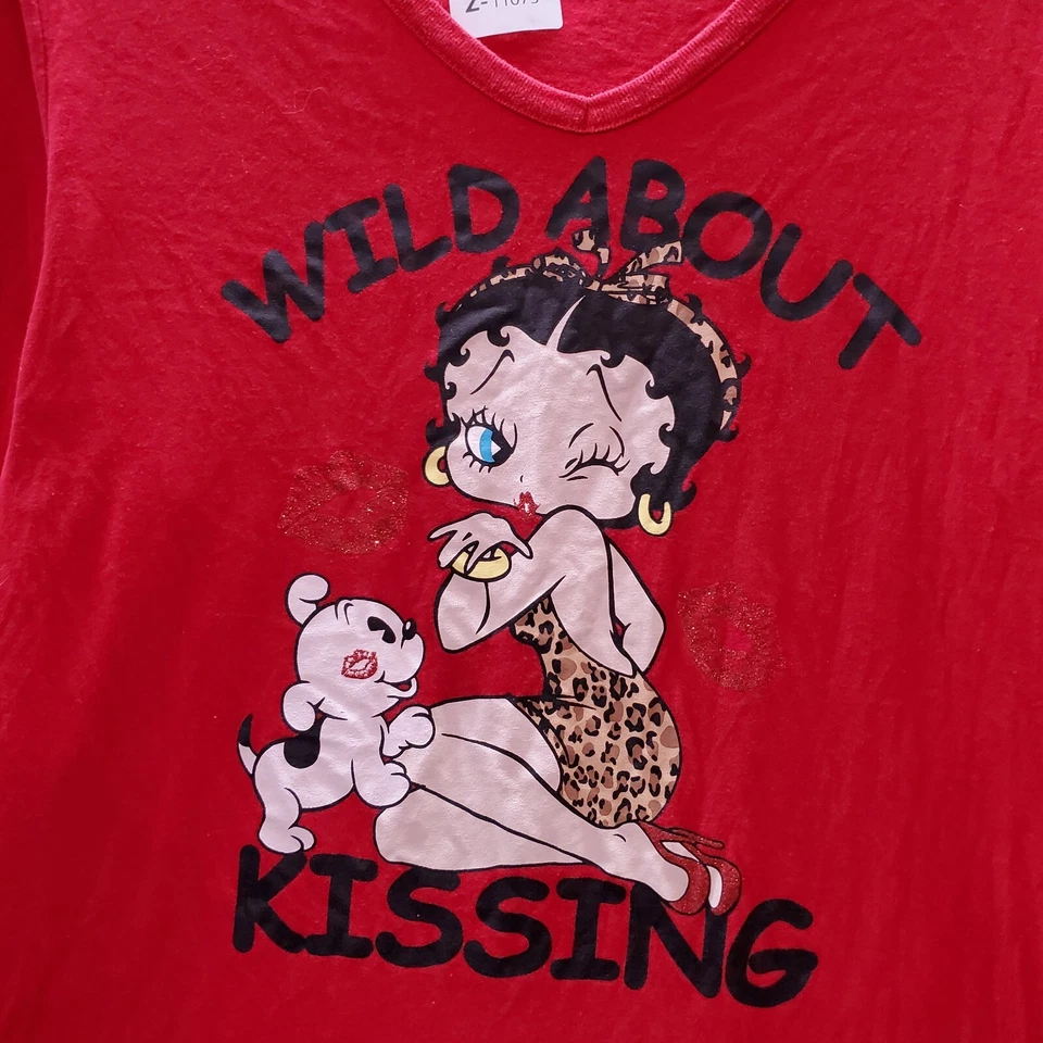 Betty Boop женщин Sleepwear XL красный леопард рубашка дикий о поцелуи щенок читать - Изображение 3 из 4