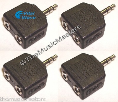 4X 3.5mm Stereo Headphone Male to 2 Female 1-2 ''Y'' Splitter Audio Adapter VWLTW