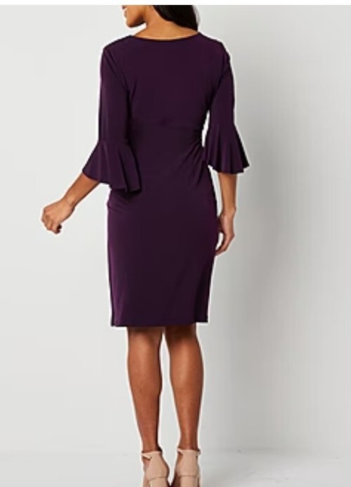 タグ付☆カスタネ　 オケージョン Bell sleeve color dress NEW ANNE Klein Purple Bell Sleeve Sheath Dress Size 2 New