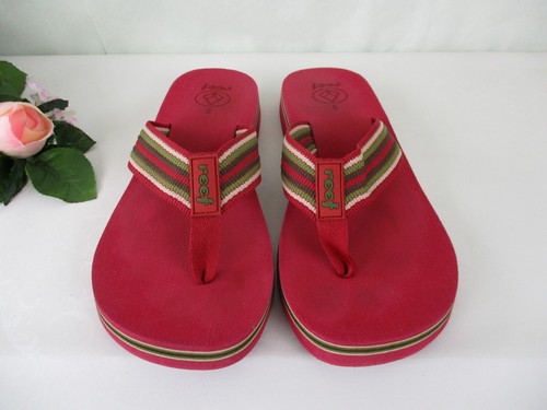 Vintage REEF Women's Red Cushion Breeze Wedge Flip Flop Sandals size 9 - Picture 2 of 10