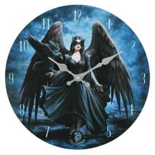 MASQUERADE THE RAVEN WALL CLOCK - ANNE STOKES GOTHIC FANTASY ANGEL WINGS