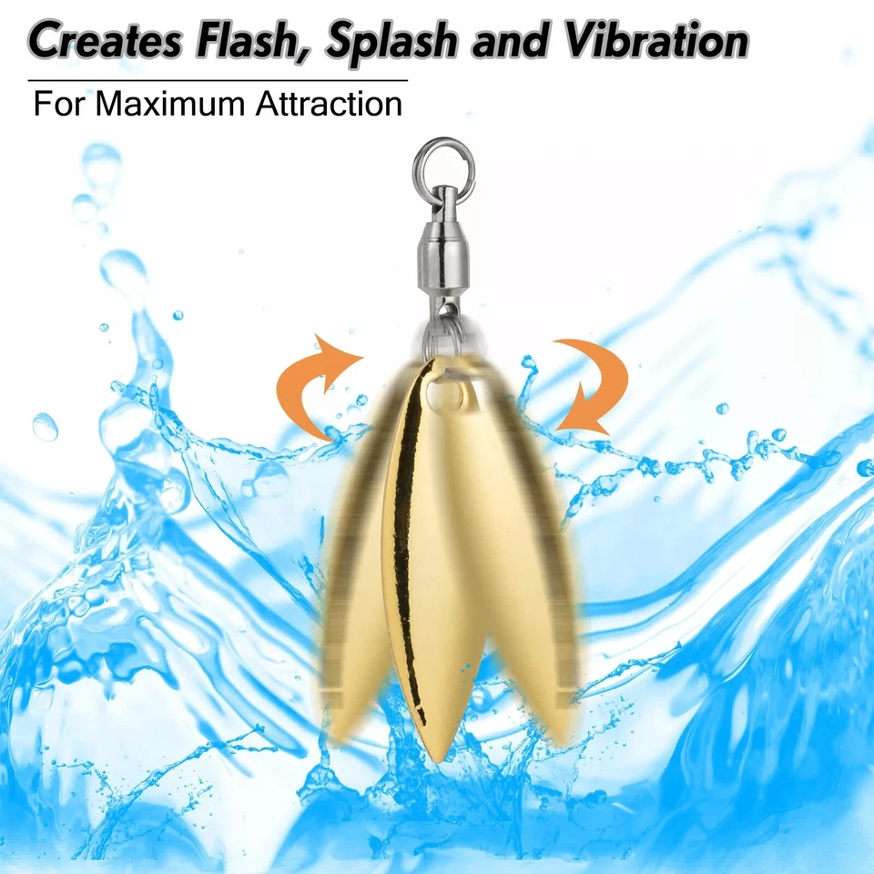 20pcs Spinner Blades with Ball Bearing Swivels Tail Spinner Lure Making Supplies - Image 4 of 4