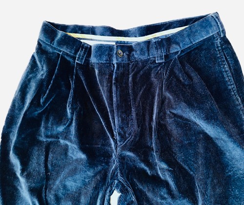 ROUNDTREE & YORKE Corduroy Pants Men's 34X30 Navy Blue PLEATED FRONT Waist 32” - Picture 3 of 4
