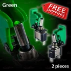 2 x GREEN LED On/Off Auto Toggle SPST Switch SOLID Colour Safety Military Cover