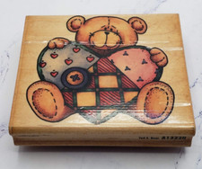 Ted E Bear Quilt Heart Buttons Stuffed Teddy Bear Rubber Stampede Rubber Stamp