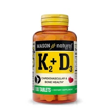 Mason Natural Vitamin K2 100 mcg with D3 - For Overall Health, 100 Tablets