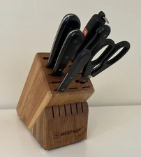 WUSTHOF 6 Piece Knife Set With Wooden Block 4562, 4114, 4143, 5558, Solingen!!!