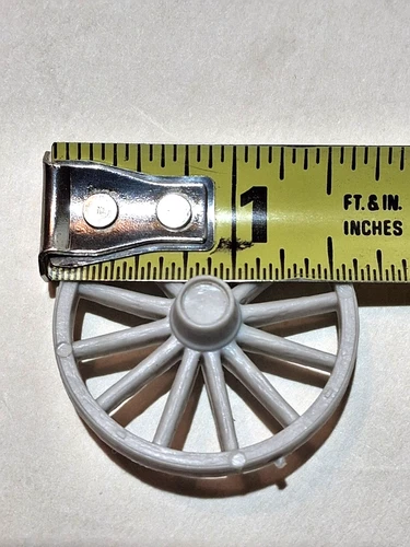 VINTAGE TOY (MARX PLAYSET?) - 2  WAGON WHEELS WHITE/GRAY