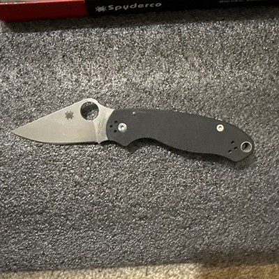 Spyderco Para 3 CPM S45VN Stonewashed Plain Edge Black G10 Paramilitary 3 C223GP