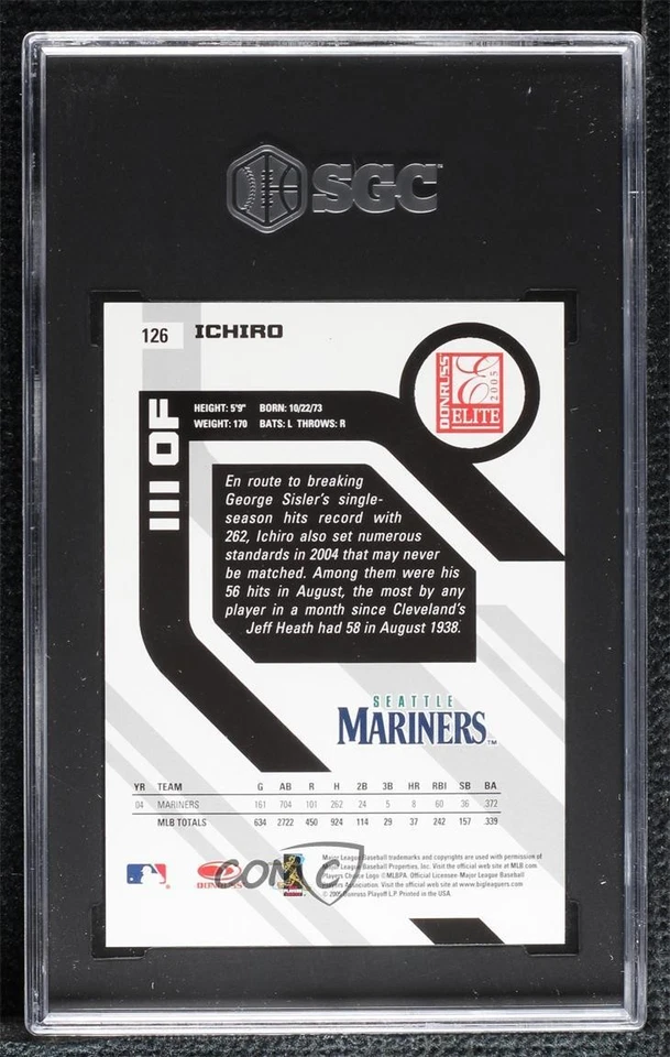 2005 Donruss Elite Turn of the Century /750 Ichiro Suzuki #126 SGC 9 MINT HOF - Image 2 of 2