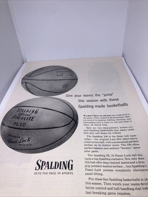 Spalding Top And Air Flite Basketball Vintage Print Ad 1955 8 X11  VGC EP1