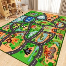 Kids Rug Playmat Rug,118"X78.7" Animal Car Rugs for Kids Toy Cars,Non Slip Zo...