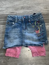Vtg Girl's ZANA DI Embroidered Skirt W/ Attached Leggings /BUTTERFLY Floral Y2K