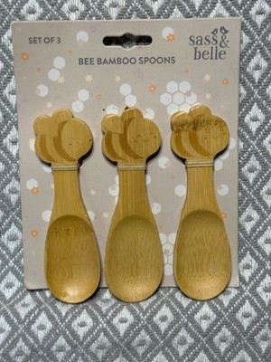 Sass & Belle Kids Bamboo Animal Wooden Spoons Set 3 Reusable Cutlery