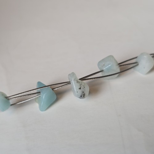 Collana con ciondolo a goccia e patatine amazzonite fatta a mano 18” pietra preziosa blu acqua Y2K - Foto 10 di 22